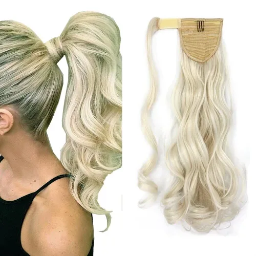 Miniatura 11 de Extensión de cola de caballo de 18 pulgadas para mujer, 3.53 onzas, fibra sintética natural japonesa resistente al calor, color negro azabache #1