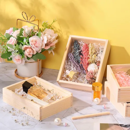 Miniatura 5 de Thyle 12 cajas de madera sin terminar de 4.9 x 6.3 pulgadas con tapas acrílicas, pequeñas cajas de madera de sombra sin terminar, regalo