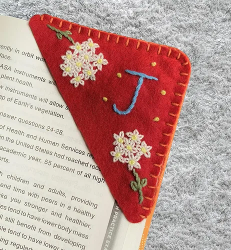 Miniatura 52 de Marcapáginas de esquina bordadas a mano personalizadas, Marcadores para mujeres, Marcador personalizado para los amantes de los libros, lindo Verde