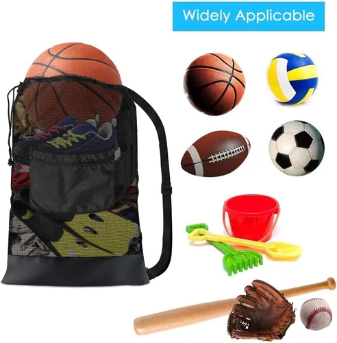 Miniatura 6 de BROTOU Bolsa de malla deportiva, bolsas de equipo deportivo, mochila con cordón resistente, bolsa de pelotas deportivas para playa, viajes