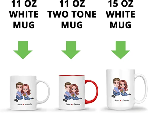 Miniatura 6 de Gossby Taza personalizada para parejas, regalo personalizado para esposa, novia, marido, novio con diseño, nombre, año, San Valentín, aniversario