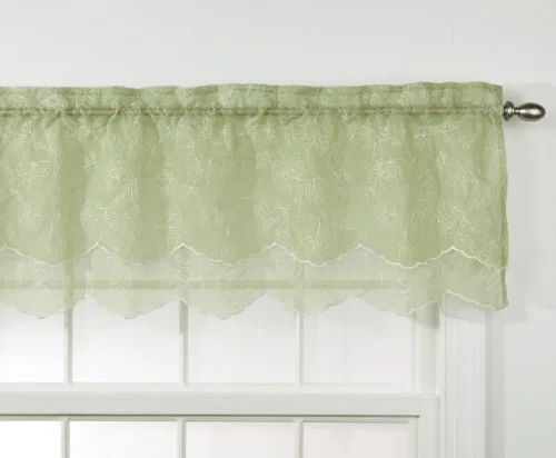 Miniatura 15 de Renaissance Home Fashion Stylemaster Reese - Cenefa festoneada transparente bordada en capas, 55 x 17 pulgadas, color moca