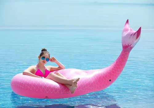 Miniatura 5 de Jasonwell - Flotador de cola de sirena inflable gigante con válvulas rápidas para verano, playa, natación, alberca, fiesta, juguetes de decoración