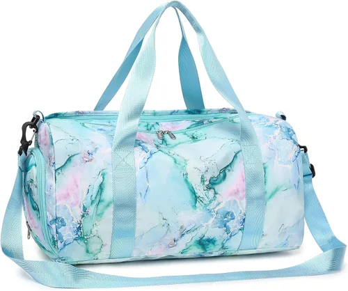 Miniatura 9 de Bolsa de deporte para gimnasio, bolsa de lona con bolsillo húmedo, bolsa de fin de semana con bolsa impermeable para zapatos y agujero de aire