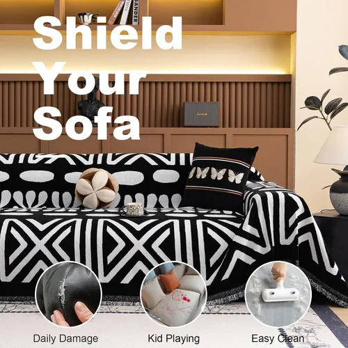 Miniatura 41 de VClife Fundas de sofá bohemio de felpilla para sofá seccional, fundas de sofá suaves y antideslizantes para sofá de 2 cojines, protector de muebles