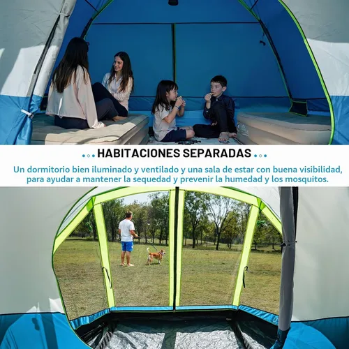 Miniatura 6 de JELUCAMP Tienda de campaña familiar grande impermeable para 6/8 personas para camping, tienda de campaña con porche con mosquitero, relajación sin