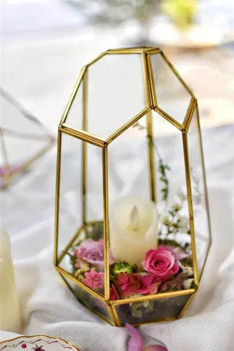 Miniatura 3 de Terrario geométrico alto de vidrio, para suculentas, Moderno, Transparente Irregular Terrarium Planter - Home Fairy Garden Small Decorative