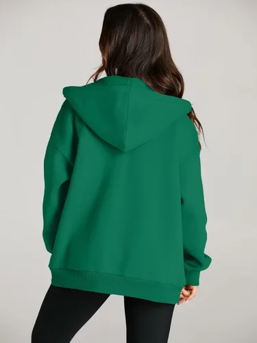 Miniatura 5 de EFAN Sudaderas con capucha lindas para mujer con cordón y cremallera, chaqueta de otoño de gran tamaño, sudaderas casuales con bolsillo