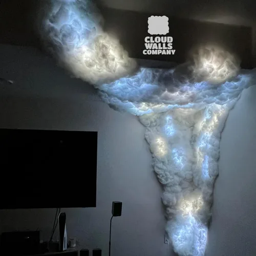 Miniatura 7 de Paneles de pared de nube esponjosa Juego de techo de nube LED - Paneles 3D para despegar y pegar 10 paneles - Paneles de pared acústicos