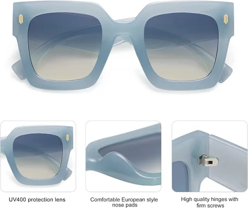 Miniatura 54 de SOJOS Gafas de sol cuadradas vintage de gran tamaño para mujer, estilo retro, de lujo, grandes, UV400 SJ2194