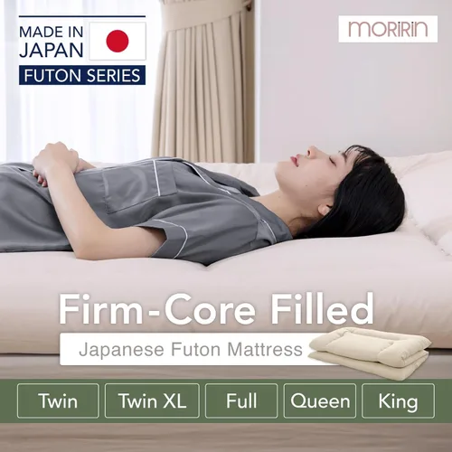 Miniatura 2 de Colchón japonés futón para suelo, SHIKIBUTON de núcleo firme, fabricado en Japón, tamaño individual