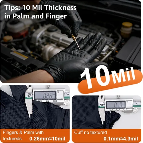 Miniatura 5 de HEAVY DUTY - Guantes de nitrilo de 10 mil, desechables, de goma, guantes de cocina industriales con textura de diamante elevado, sin látex, 1000