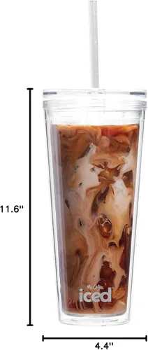 Miniatura 4 de Mr. Coffee Vaso de café helado, 22 onzas, con tapa y pajita, transparente