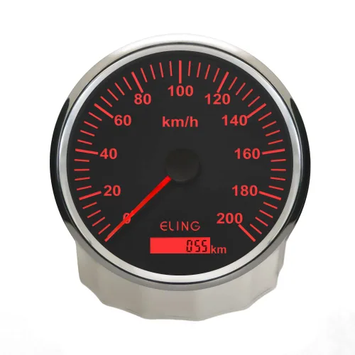 Miniatura 2 de ELING 4.331 in GPS Velocímetro Odómetro Medidor Set 0.0-124.3 mi/h para Camión Auto Remolque Coche Yate con Retroiluminación 12V 24V Negro y acero