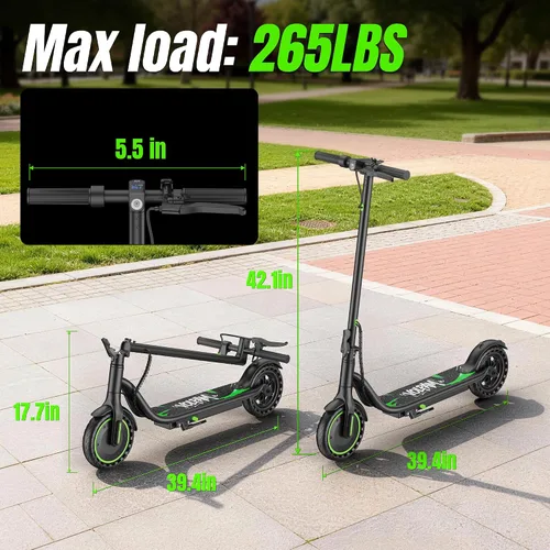 Miniatura 7 de Electric Scooter,350/500W Powerful Motor,15-28 Miles Long Range,Dual Braking System,19/22 Mph Speed,8.5/10" Foldable E Scooter with Solid Tires