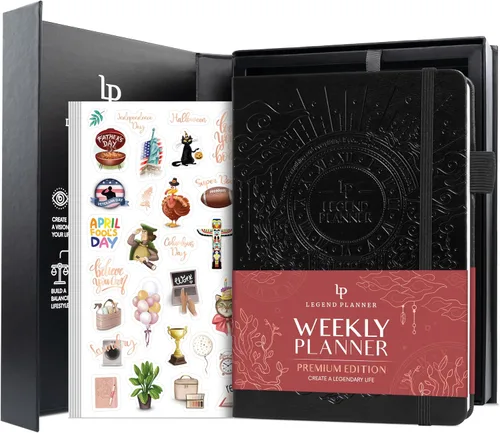 Miniatura 16 de Legend Planificador Semanal Premium – Planificador Semanal, Mensual y de Presupuesto Sin Fecha – Organizador de Vida para Gestión del Tiempo y Negro