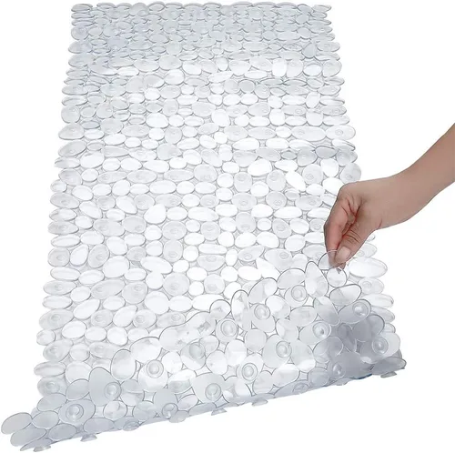 Miniatura 19 de SONGZIMING Tapete de Bañera Antideslizante de Guijarros para Baño y Ducha con Orificios de Drenaje, Tapete con Ventosas para Bañera
