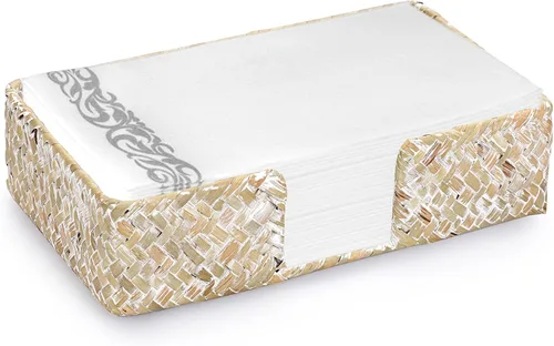 Sumnacon Servilletero rectangular de mimbre tejido natural para mesa de comedor, cocina, restaurante, caramelos, decorativo (lavado blanco, 9.6 x