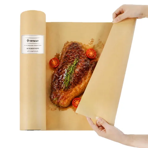 Miniatura 3 de YRYM HT Rollo de papel de carnicero marrón para ahumador, papel de regalo marrón natural de grado alimenticio para pechugas de barbacoa, ahumar