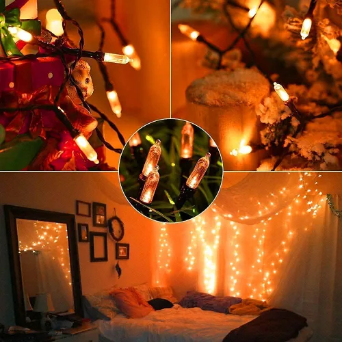 Miniatura 2 de Joomer - Tira de 100 miniluces LED de Navidad, 33 pies, funcionan con pilas, impermeables, 8 modos de funcionamiento y temporizador