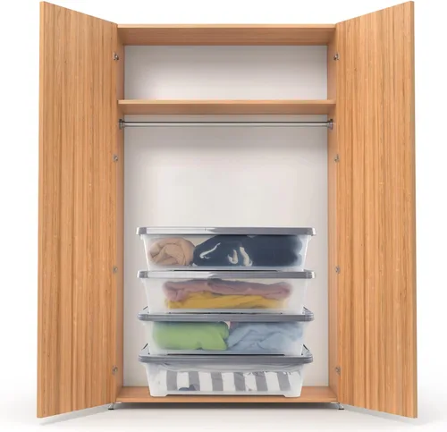 Miniatura 5 de 4 paquetes de cajas de almacenamiento debajo de la cama de 40 cuartos de galón, de plástico transparente debajo de la cama Plastic Underbed