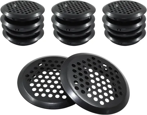 20 rejillas de ventilación de aire negras redondas, rejillas de ventilación circulares de 2 pulgadas/2.087 in, rejillas de ventilación circulares de