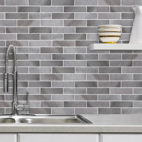 Miniatura 6 de 100 azulejos de pared de ladrillo sintético gris vintage, chapas de ladrillo fino 3D para dormitorio, baño, cocina, chimenea y paneles de pared