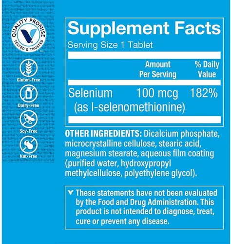 Miniatura 2 de The Vitamin Shoppe Selenio 100MCG - Protección antioxidante, salud tiroidea y apoyo inmunológico, mineral esencial (300 tabletas)