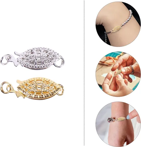 Miniatura 4 de 10 piezas de collar de filigrana de perlas, gancho ovalado de filigrana para joyería, cierres deslizantes, conector de pulsera para collares