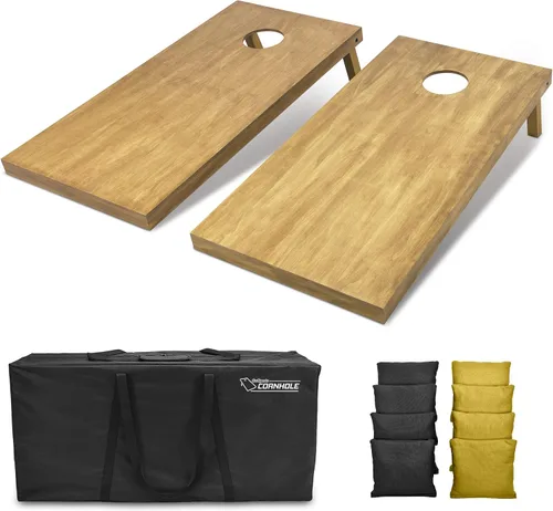 Miniatura 40 de GoSports 4 ft x 2 ft Regulation Size Wooden Cornhole Boards Set with Light Brown Finish - Includes Carrying Case and Bean Bags Negro- gris
