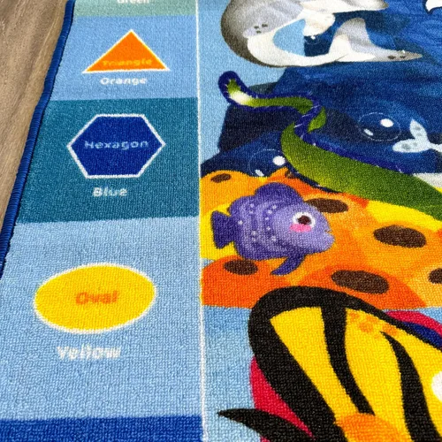 Miniatura 8 de QUOKKA Alfombra Pequeña de Océano para Aula para Niños - Alfombras ABC de 60x41 para Sala de Juegos - Alfombra de Área de Aprendizaje del Alfabeto