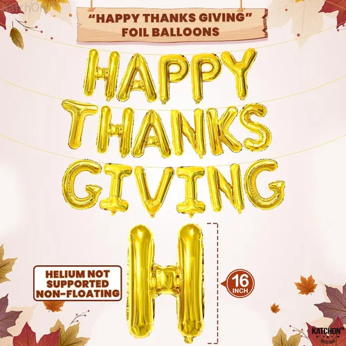 Miniatura 2 de KatchOn Juego de globos y pancartas de Happy Friendsgiving – Grande de 16 pulgadas, paquete de 3 Globos de pavo y calabaza Cartel de regalo