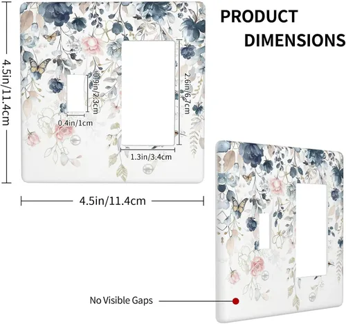 Miniatura 79 de Decorative Outlet Covers Blue Background White Cat Daisy Floral 2-Gang 1-Gang Wall Plate Single Toggle/Rocker Farmhouse Style Light Switch Covers