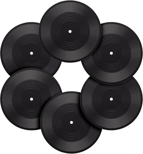 Miniatura 11 de Facmogu 12 piezas de discos de vinilo en blanco, discos de vinilo falsos de 7 pulgadas para decoración de pared estética, discos de hip hop rock