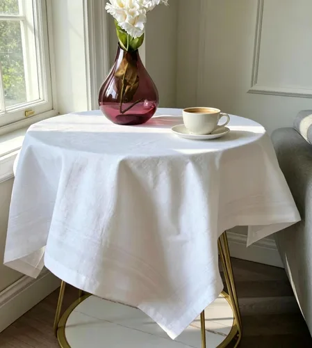 Mantel de lino y algodón blanco de 30 x 30 pulgadas con patrón cuadrado pequeño