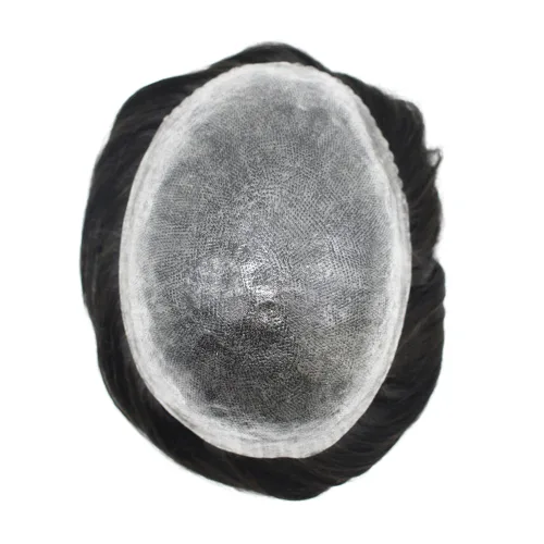 Miniatura 7 de Toupee para hombres Cabello humano Toupee Hombres Hairpiece Poly Thin Skin Mens Hair System Hair Pieces Sistema de reemplazo para hombre Protesis