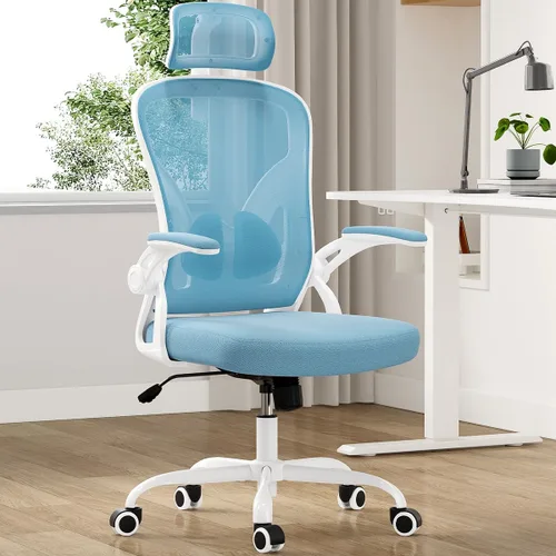 Miniatura 14 de Silla de oficina ergonómica, silla de escritorio de oficina en casa con reposacabezas ajustable, silla de computadora de respaldo alto, silla