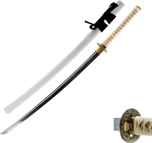Espada katana samurai lista para el combate Handmade Sword, tsuba, completamente forjada a mano de acero de carbono 1045, templada al calor, de hoja