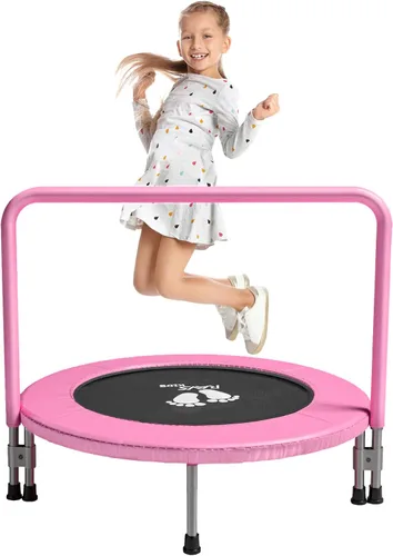 Miniatura 9 de RAVS 36" Toddler Trampoline for Kids Ages 1-6 with Thick Safety Pad Adjustable Foam Handle Easy Assembly Foldable Mini Kids Rebounder Baby Azul