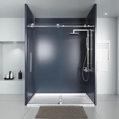 Miniatura 2 de DELAVIN Puerta de regadera sin marco de 56-60 pulgadas, puerta de regadera corredera para baño, vidrio templado transparente de 5/16 pulgadas (8mm)