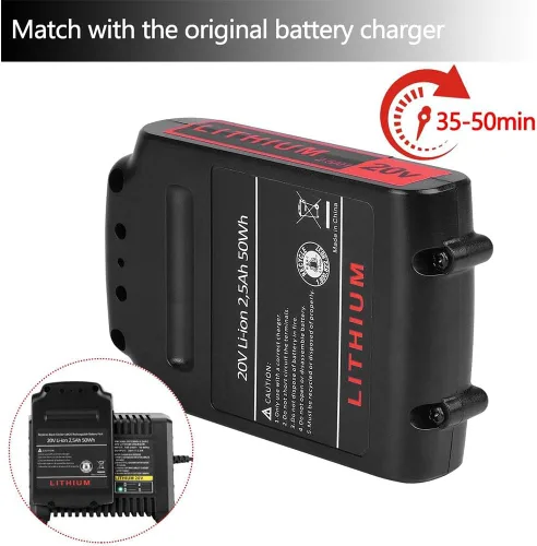 Miniatura 5 de KINGTIANLE 2 paquetes de batería de repuesto para Black and Decker 20v Max 2500mAh, Batería de repuesto LBXR20 LB20 LBX20 LBX4020 de tiempo