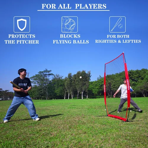Miniatura 2 de Pantalla portátil de lanzamiento de béisbol y softbol, red de protección de jarra de 4 x 7 pies con bolsa de transporte y estacas de tierra, red