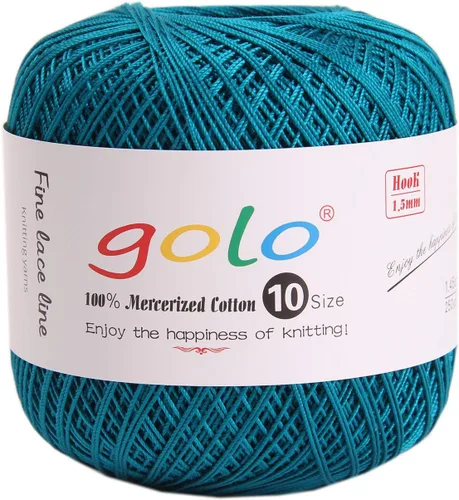 Miniatura 66 de Golo - Bolas de hilo para crochet de algodón tamaño 10, color algodón para crochet D-Fresa D078-fresa