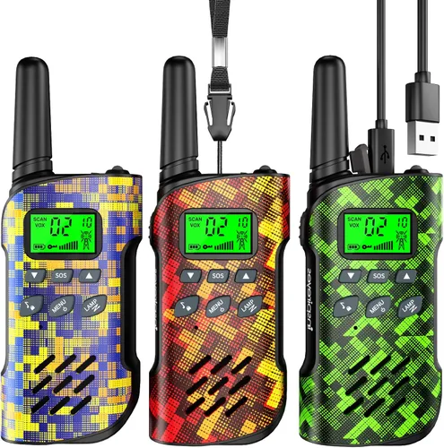 Miniatura 27 de Inspireyes Walkie Talkies para niños, paquete de 2 recargables de largo alcance, juguetes para niños y niñas de 3 a 12 años, juguete de radio de 2