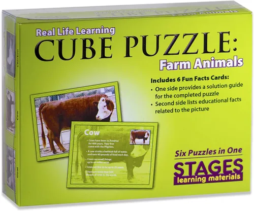 Miniatura 2 de Stages Aprendizaje de madera de granja animal cubo rompecabezas para preescolar lenguaje constructor (SLM408)