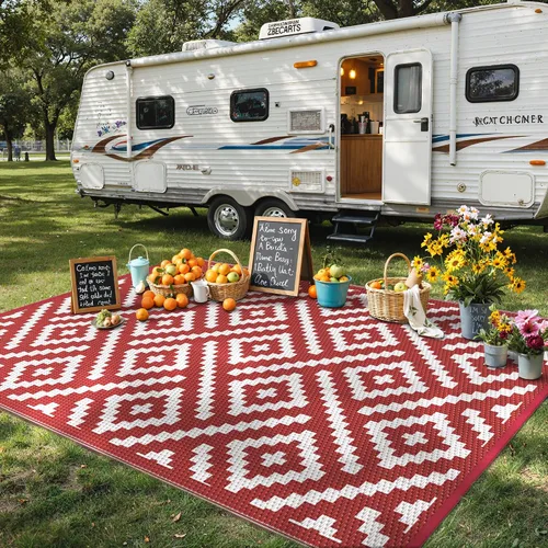 Miniatura 57 de GENIMO - Tapete de exterior para patio, 6 x 9 pies, impermeable, reversible, de plástico, para campamento, caravana, terraza, porche, cámper