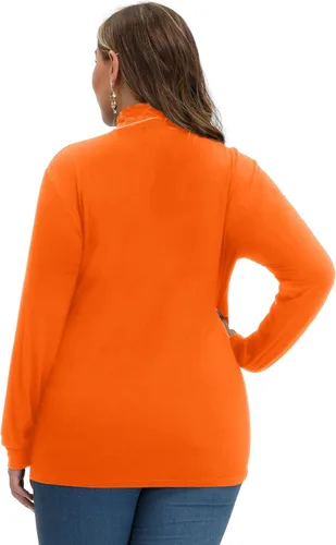 Miniatura 2 de Camiseta delgada y ligera de manga larga con cuello alto falso para mujer