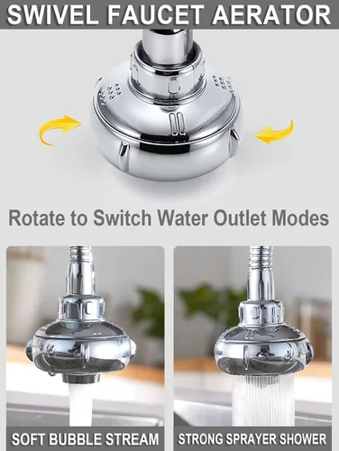 Miniatura 8 de Extensor de grifo de cocina giratorio de 360° en forma de OVNI, accesorio de rociador de grifo de cocina de doble función antisalpicaduras, aireador