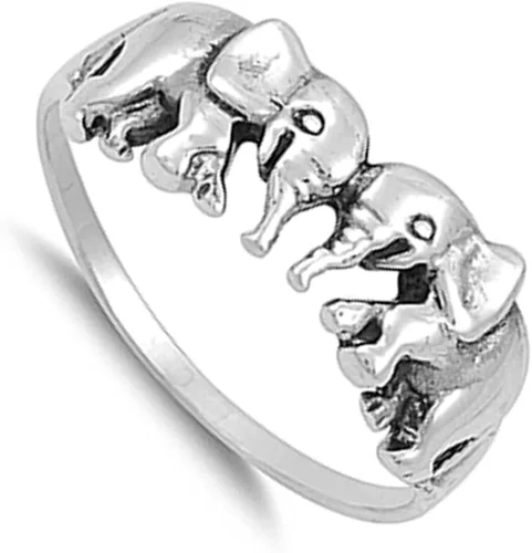 Miniatura 3 de Elija su anillo destacado de elefante de plata