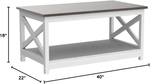 Miniatura 2 de Mesa de café Rainbow Sophia, mesa de café moderna de estilo casa de campo con almacenamiento de 2 niveles, 40 pulgadas, roble Sargent